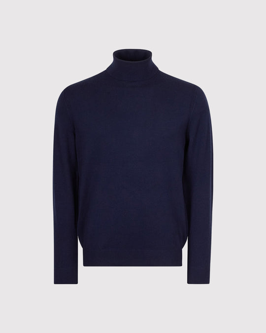 Visc Cashmere Roll Neck Blå