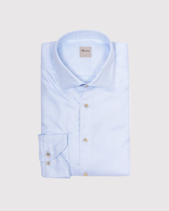 Slim Fitt Diagonal Skjorte Blå