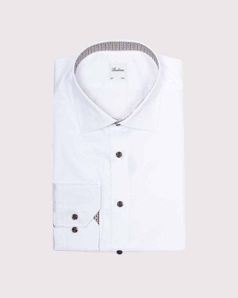 Slim Fit Kontrast Skjorte Hvid
