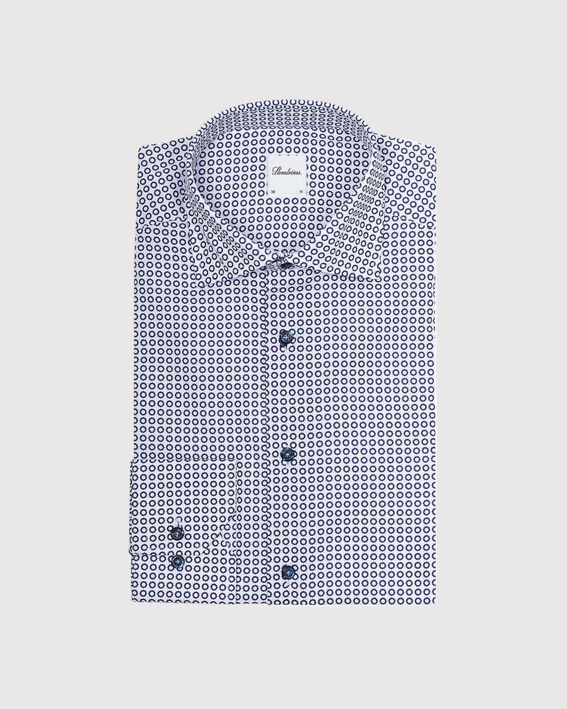 Slim Fit Mønstret Skjorte Hvid