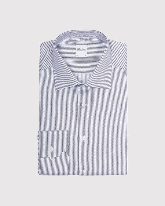 Regular Fit Struc Skjorte Stripe Hvid
