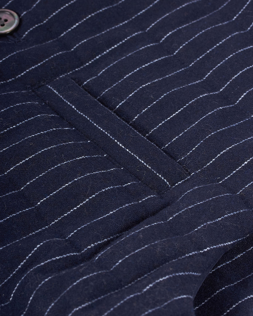 Gilet Pinstripe Wool Blå
