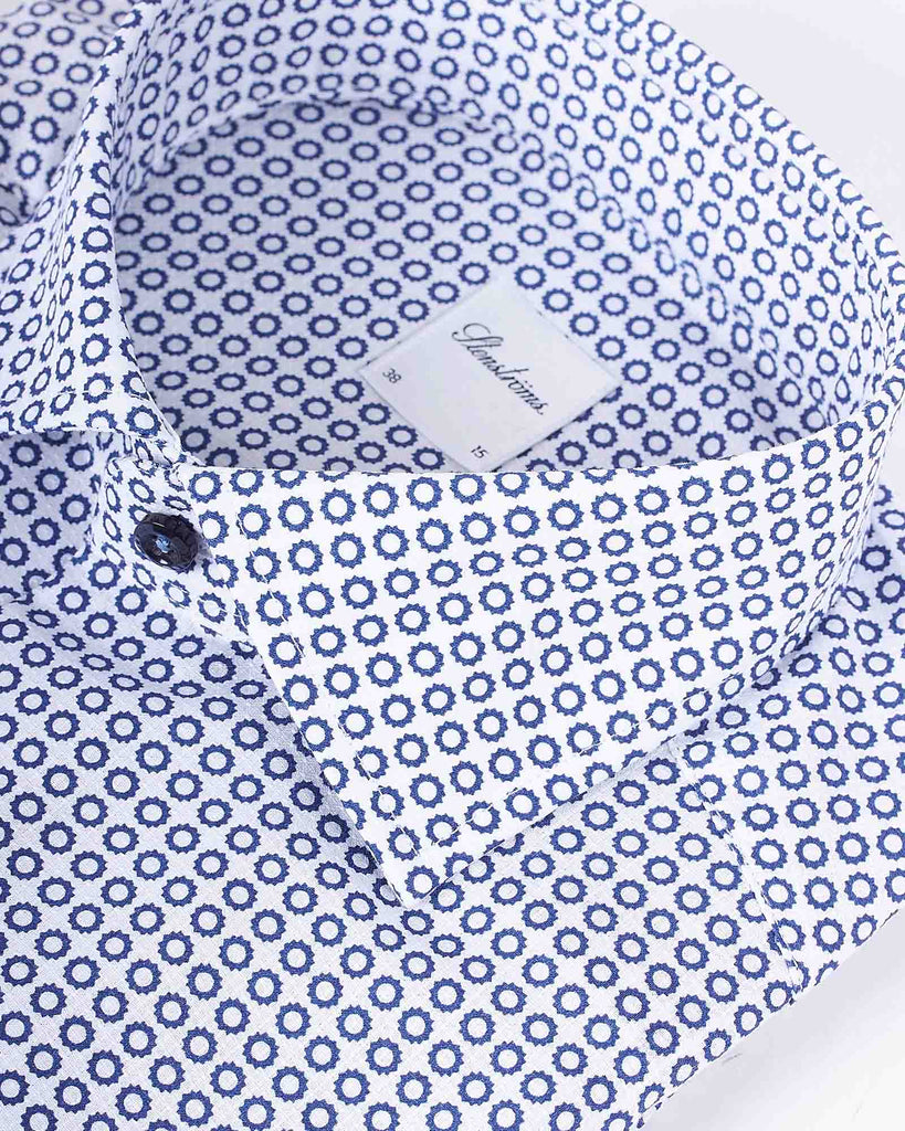 Slim Fit Mønstret Skjorte Hvid