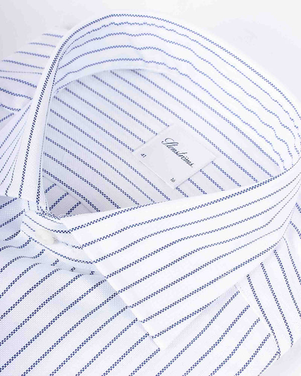 Slim Fit Blue Striped Skjorte Hvid