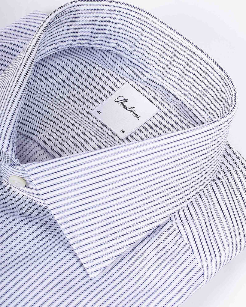 Regular Fit Struc Skjorte Stripe Hvid