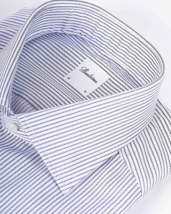 Regular Fit Struc Skjorte Stripe Hvid