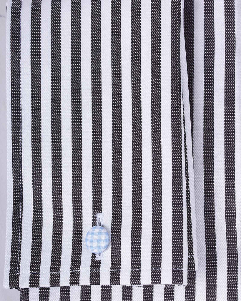 Slim Fit White Collar Skjorte Sort