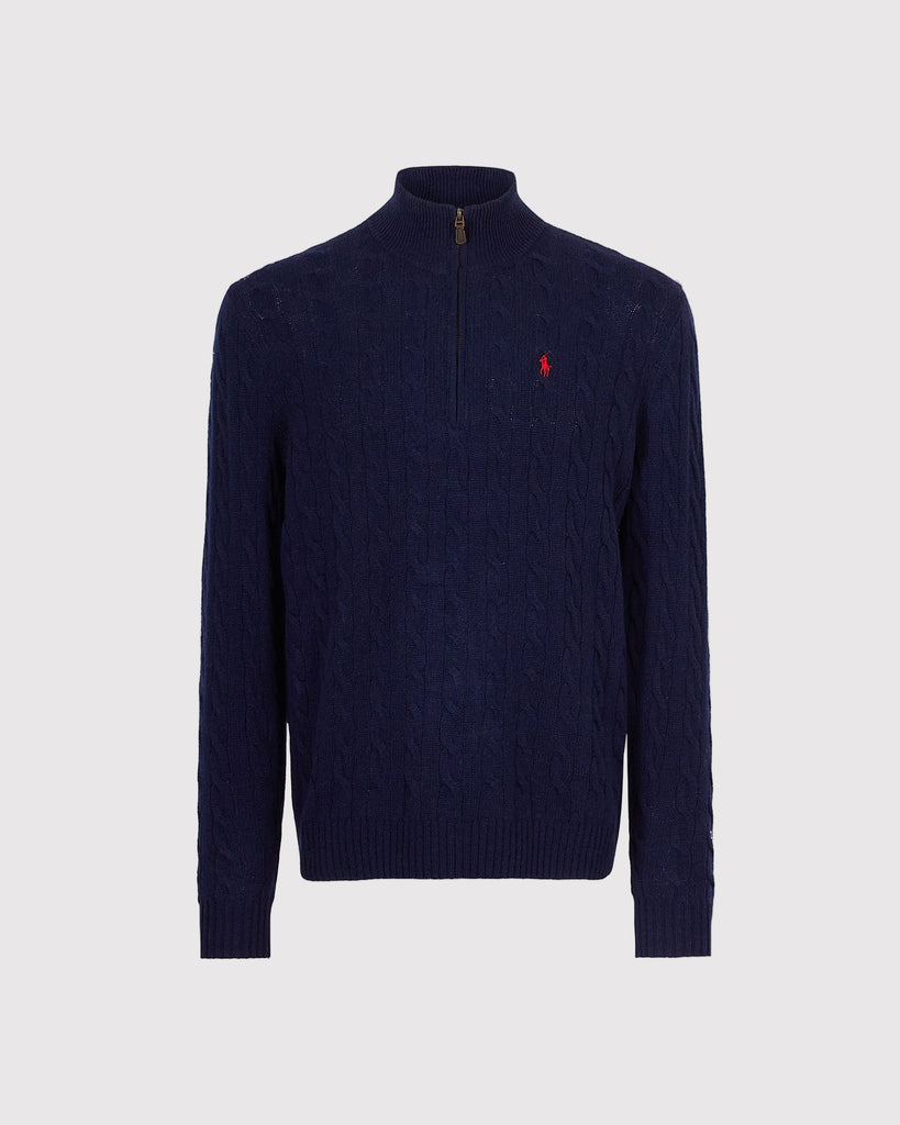 Wool Cash Zip Blå