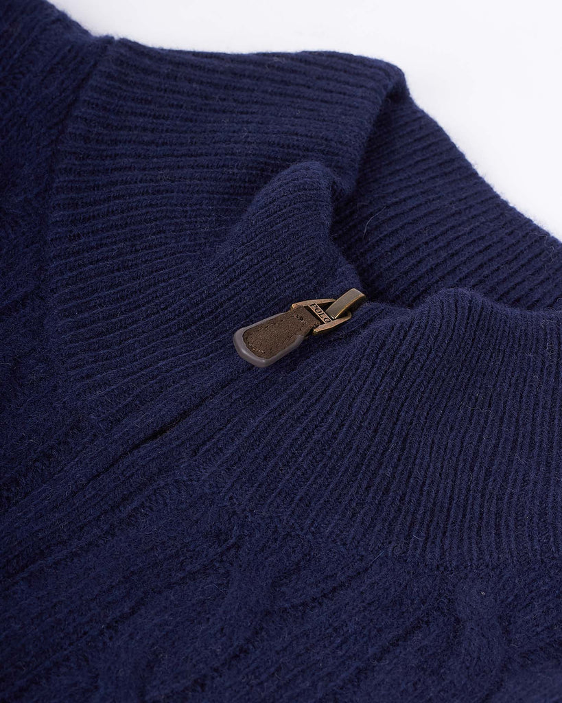Wool Cash Zip Blå