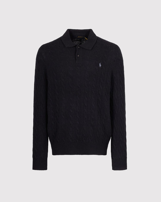 Wool Cash Cable Polo Sort