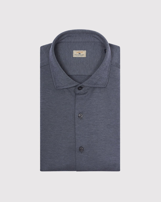 Structure Jersey Skjorte Blå