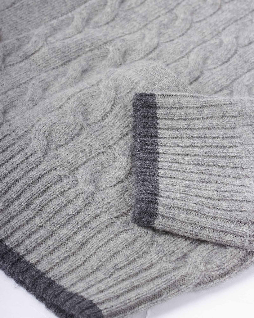 Wool Cash Cable Cardigan Grå