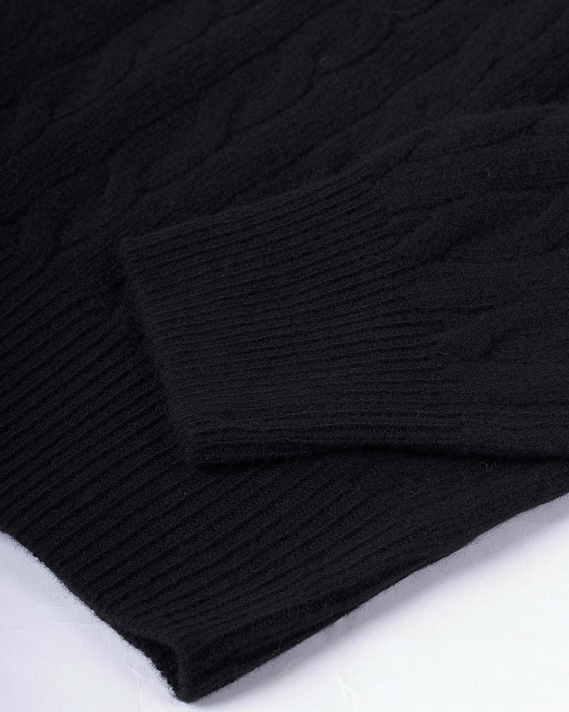 Wool Cash Cable Polo Sort