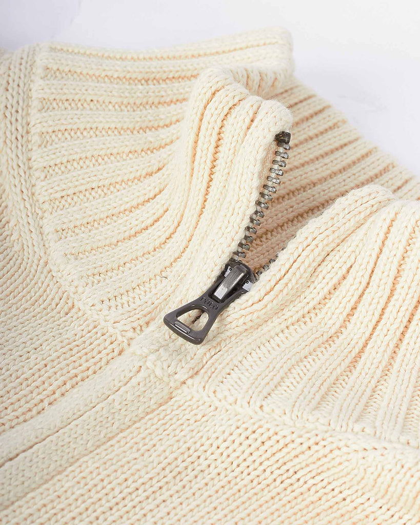 Half Zip Cotton Strik Creme