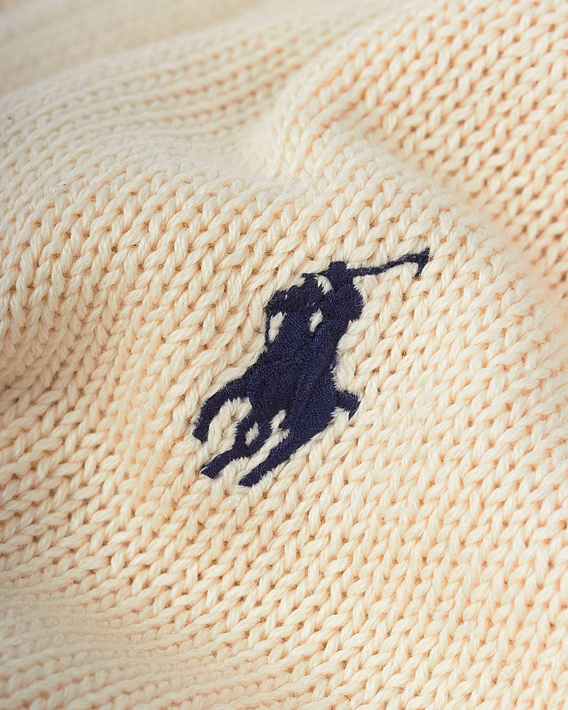 Half Zip Cotton Strik Creme