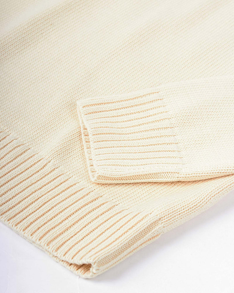 Half Zip Cotton Strik Creme