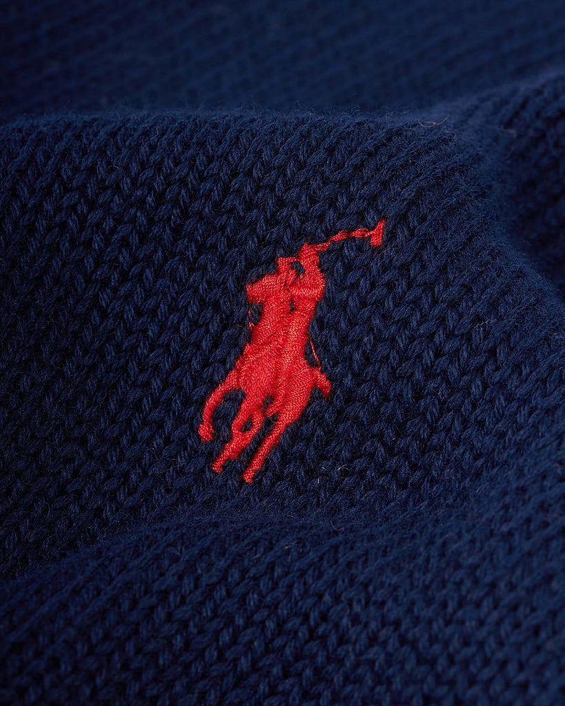 Half Zip Cotton Strik Blå