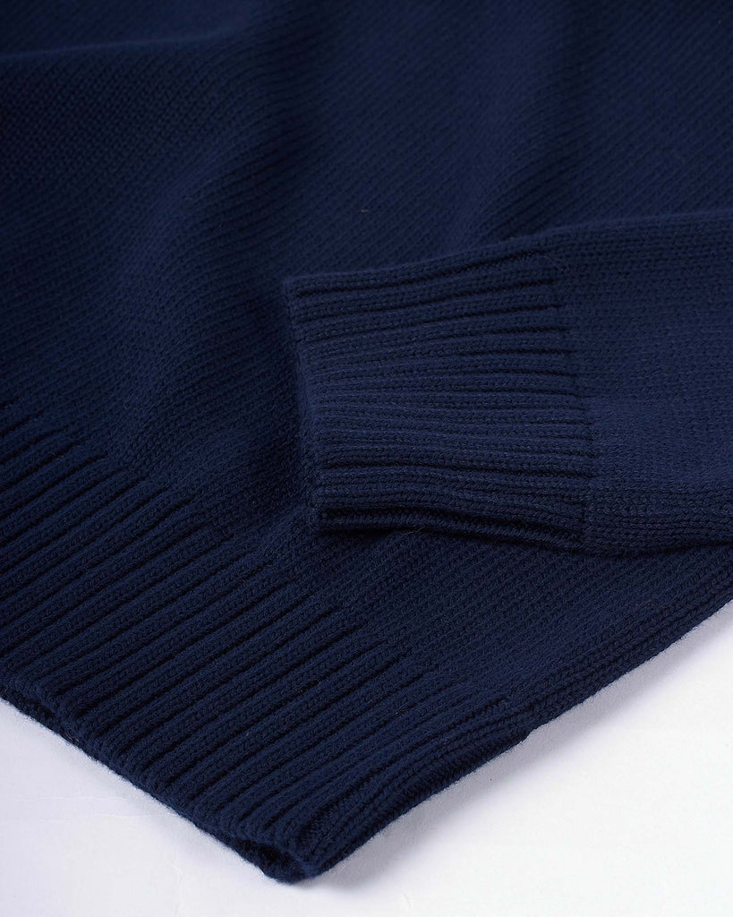 Half Zip Cotton Strik Blå