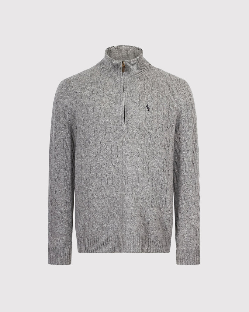 Wool Cash Zip Grå