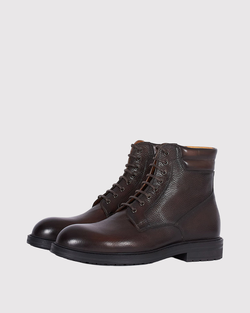 Zip Grained Støvle Brun
