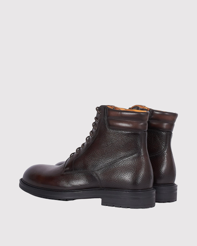 Zip Grained Støvle Brun