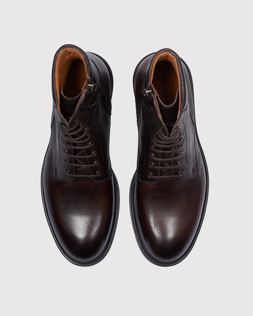 Zip Grained Støvle Brun