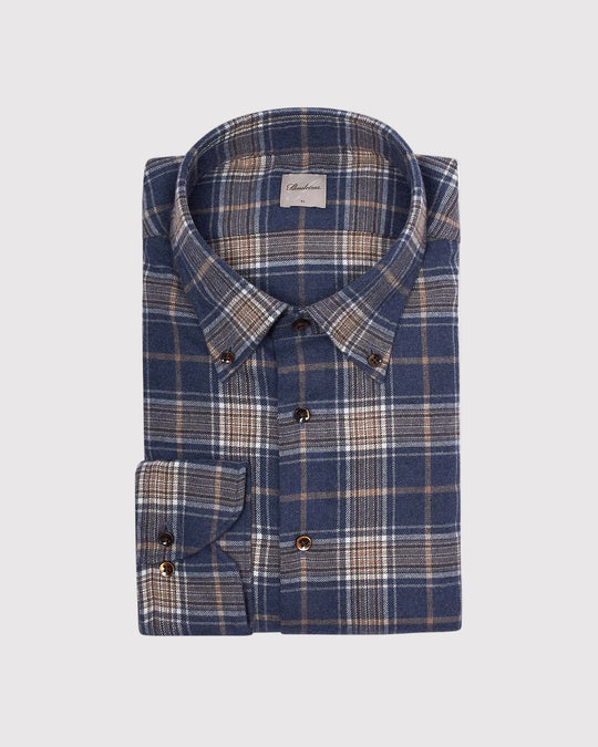 Slim Fit Flannel Tern Slim Blå