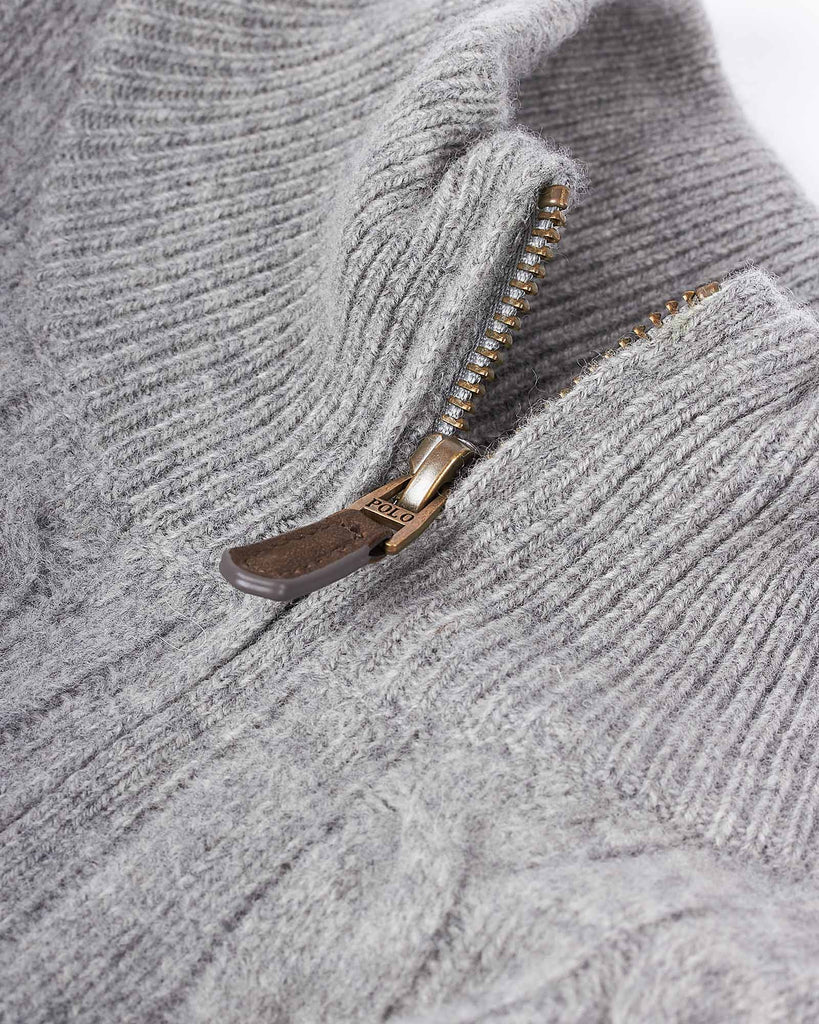 Wool Cash Zip Grå