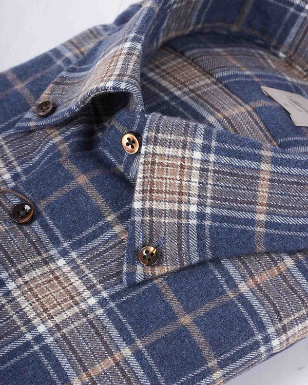Slim Fit Flannel Tern Slim Blå