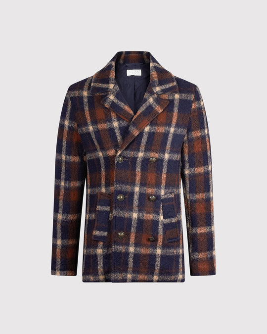 Double Breasted Check Brun