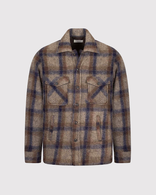 Wool Check Overshirt Sand