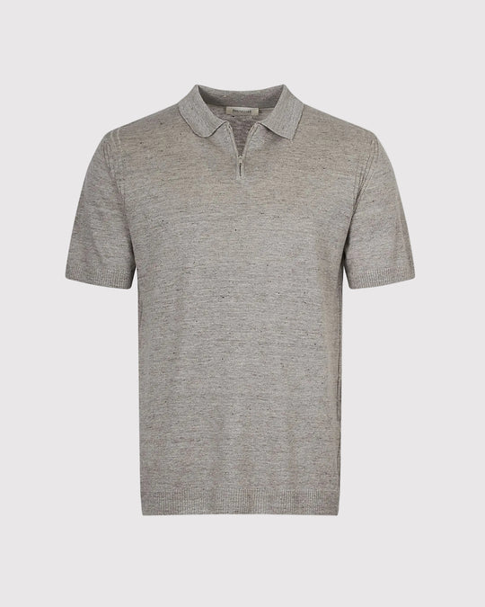 Strikket Polo Zip Grå