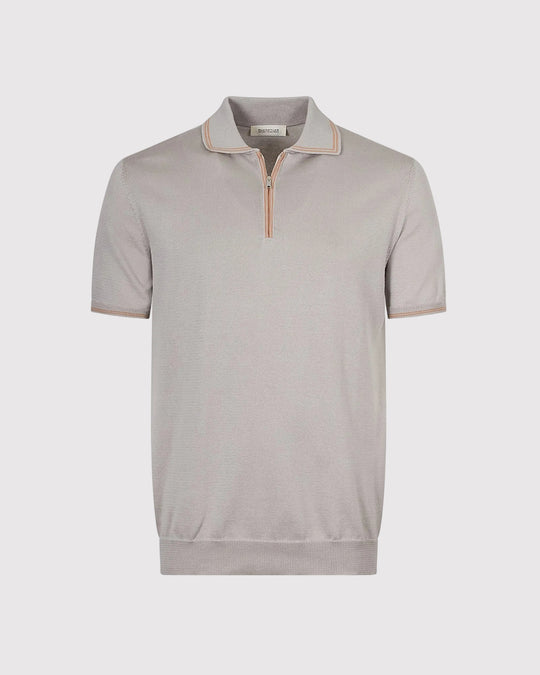 Strikket Polo Zip Grå