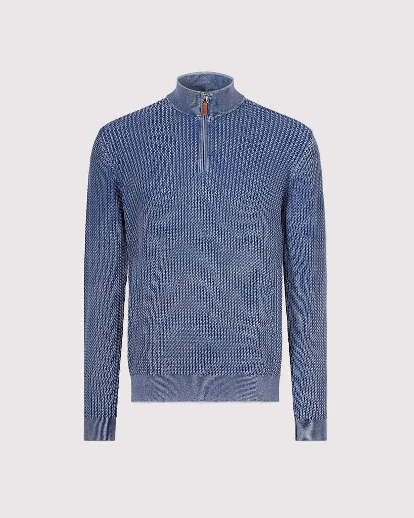 Half Zip Vintage Strik Blå