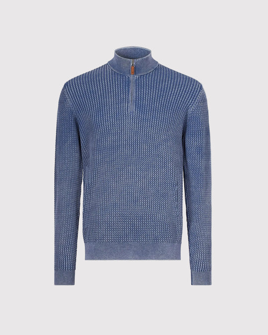 Half Zip Vintage Strik Blå