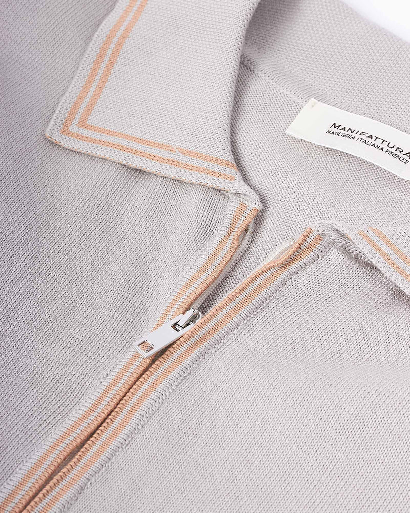 Strikket Polo Zip Grå