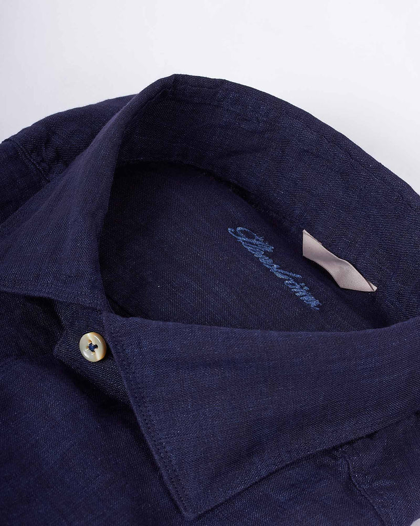 Slim Fit Hør Skjorte Blå