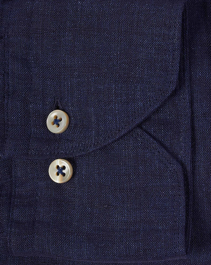 Slim Fit Hør Skjorte Blå