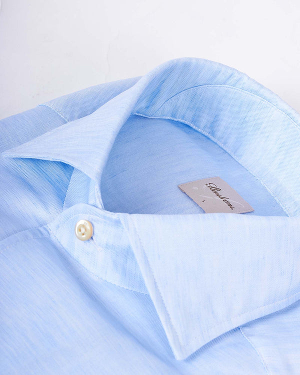 Slim Fit Bomuld/Hør Skjorte Lyseblå