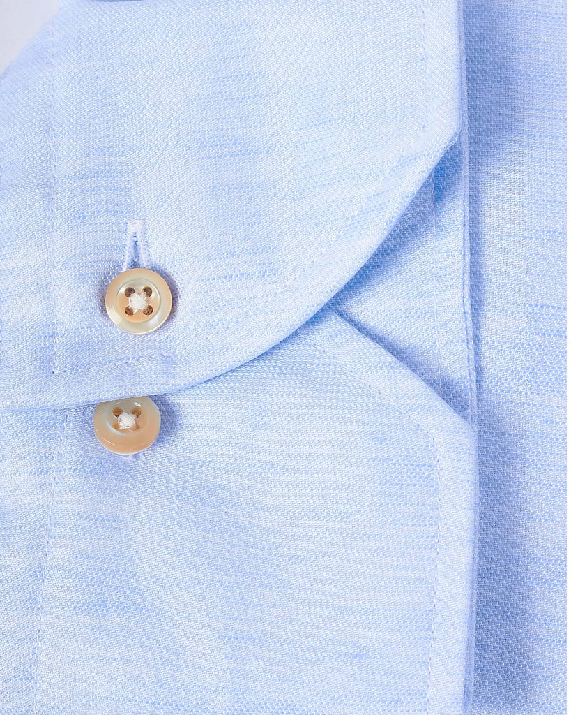 Slim Fit Bomuld/Hør Skjorte Lyseblå