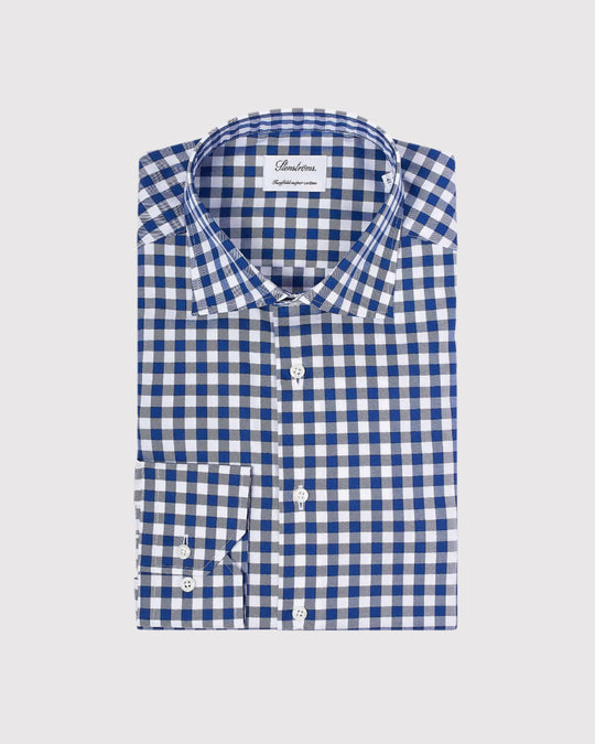 Slim Fit Ternet Skjorte Blå