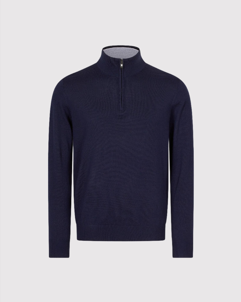 Half Zip Strik Blå