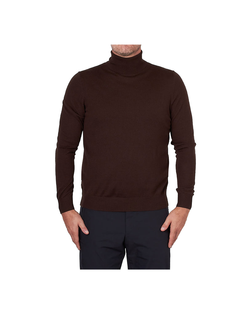 Rollneck Merino Strik Brun