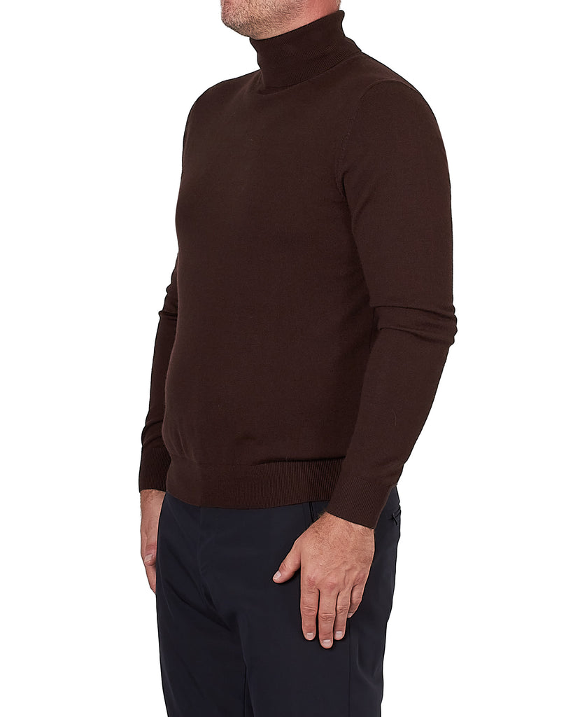 Rollneck Merino Strik Brun