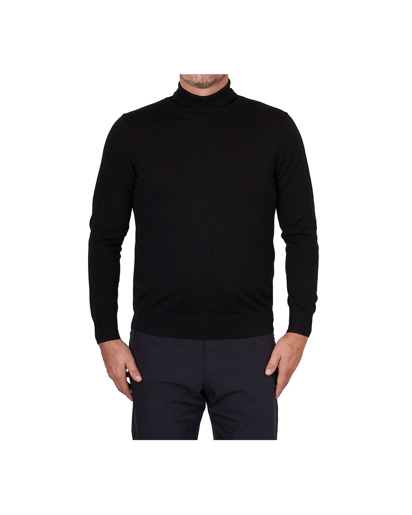 Rollneck Merino Strik Sort