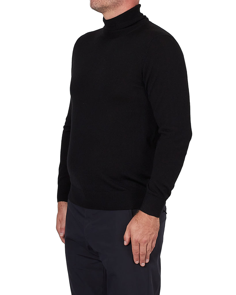 Rollneck Merino Strik Sort