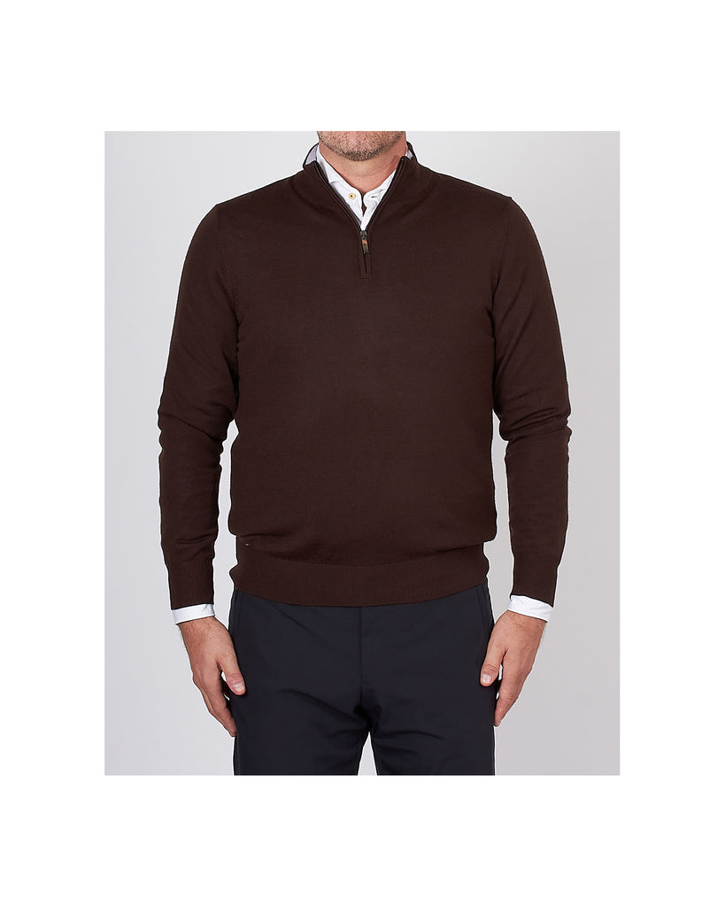 Half Zip Strik Brun