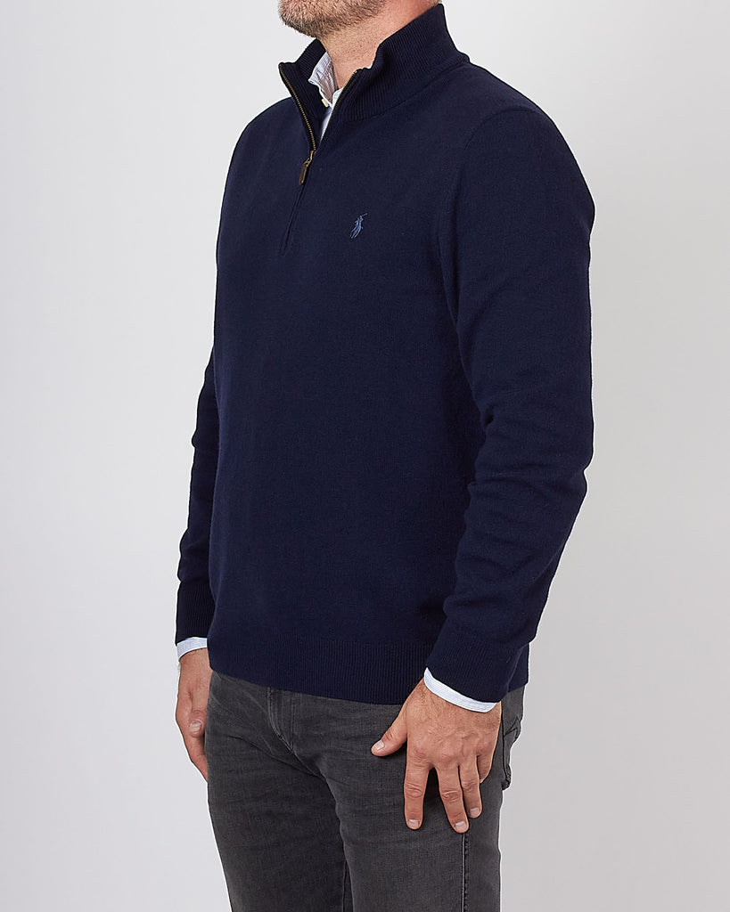 Merino Half Zip Blå