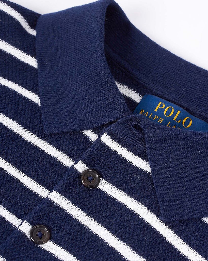 Texture Polo Knit Strib Blå