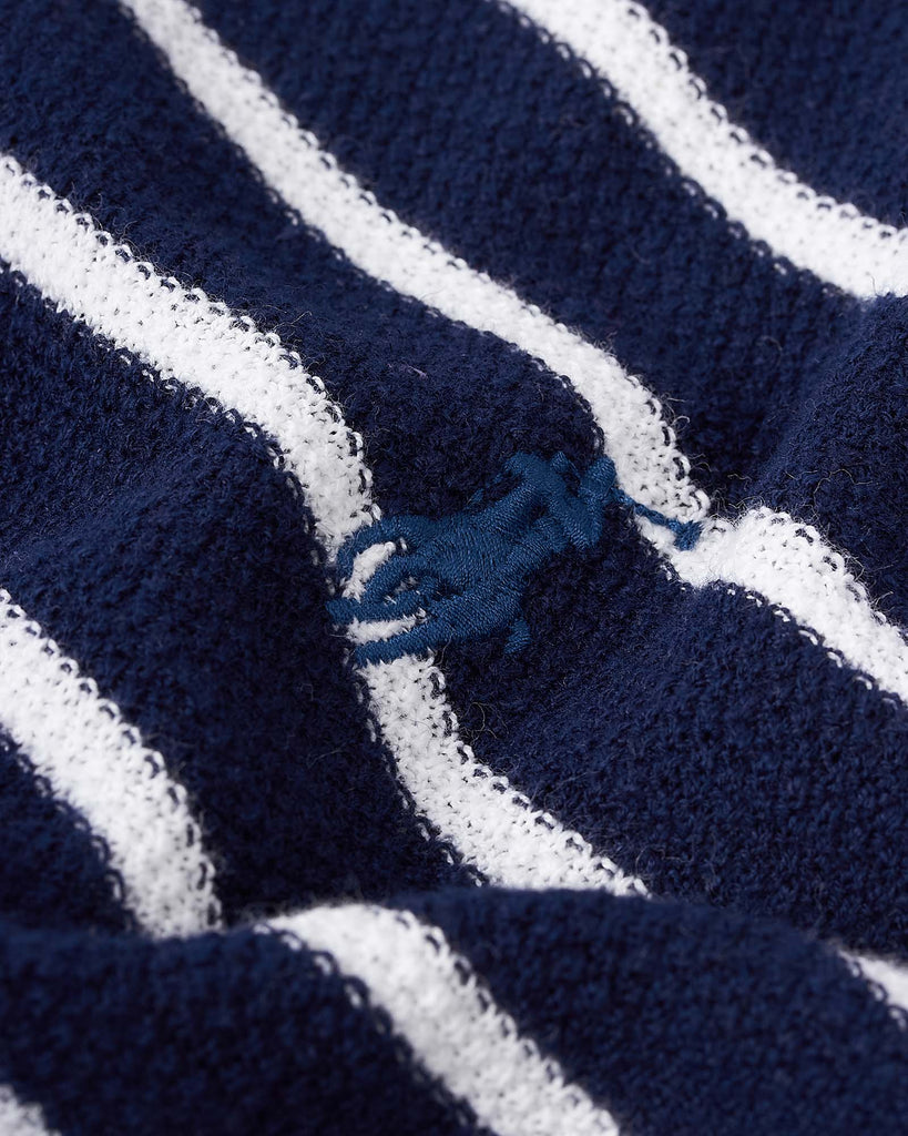 Texture Polo Knit Strib Blå